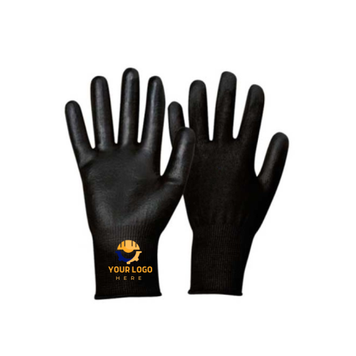 GripGuard Black PU Gloves with Your Logo Printed
